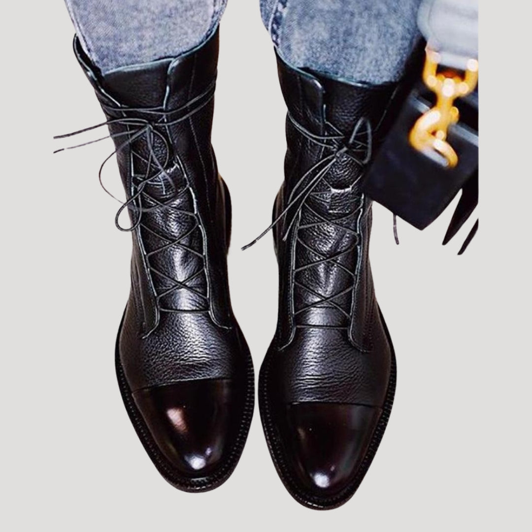 Luxury leather lace-up boots