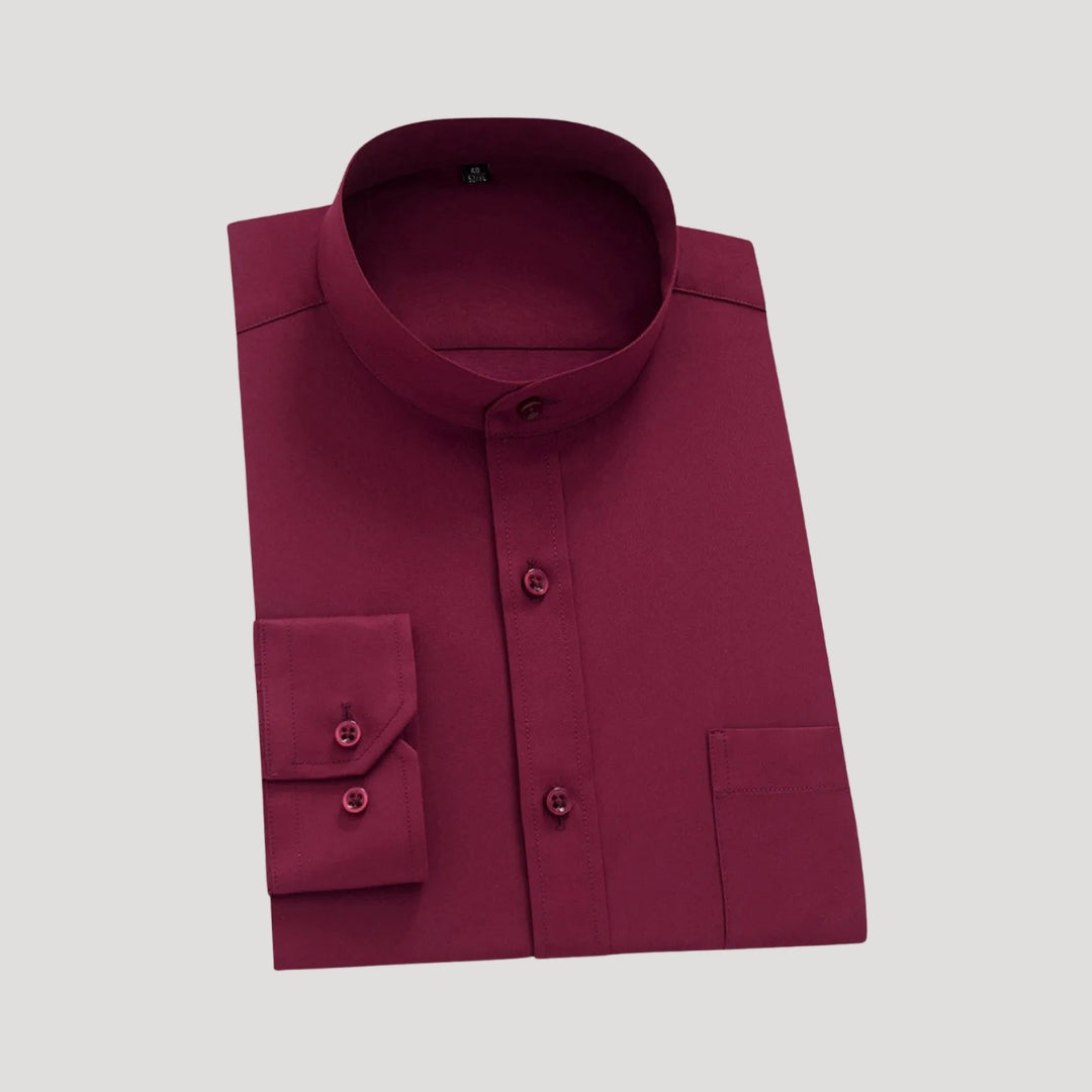 Men’s mandarin collar long sleeve formal shirt