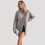 Women oversized split hem sweater