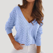 Women’s v neck knit sweater lightweight pastel style