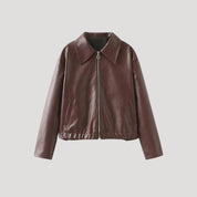 Women's faux leather zip up biker jacket