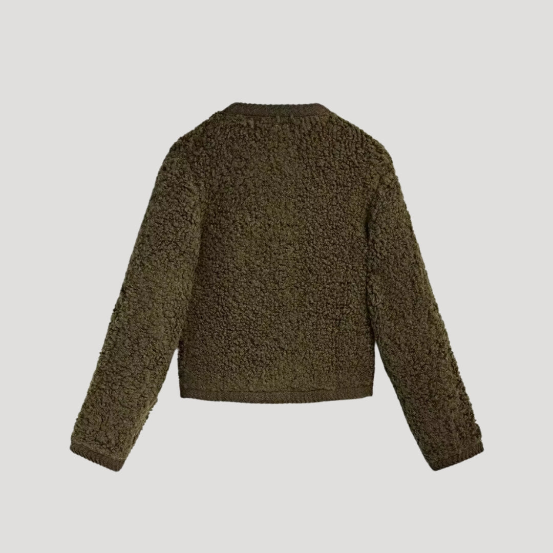 Women soft boucle cardigan