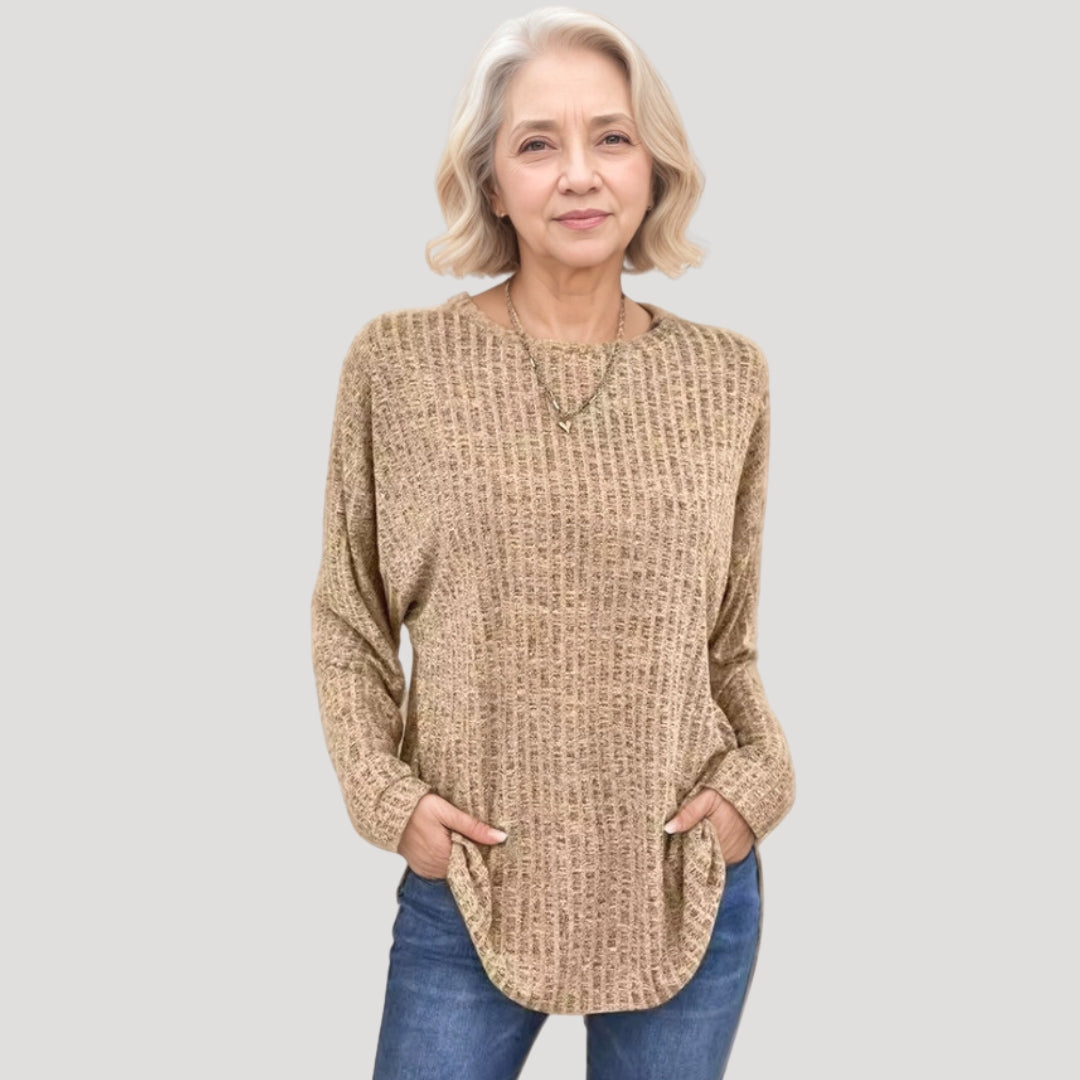 Cozy waffle-knit tunic top