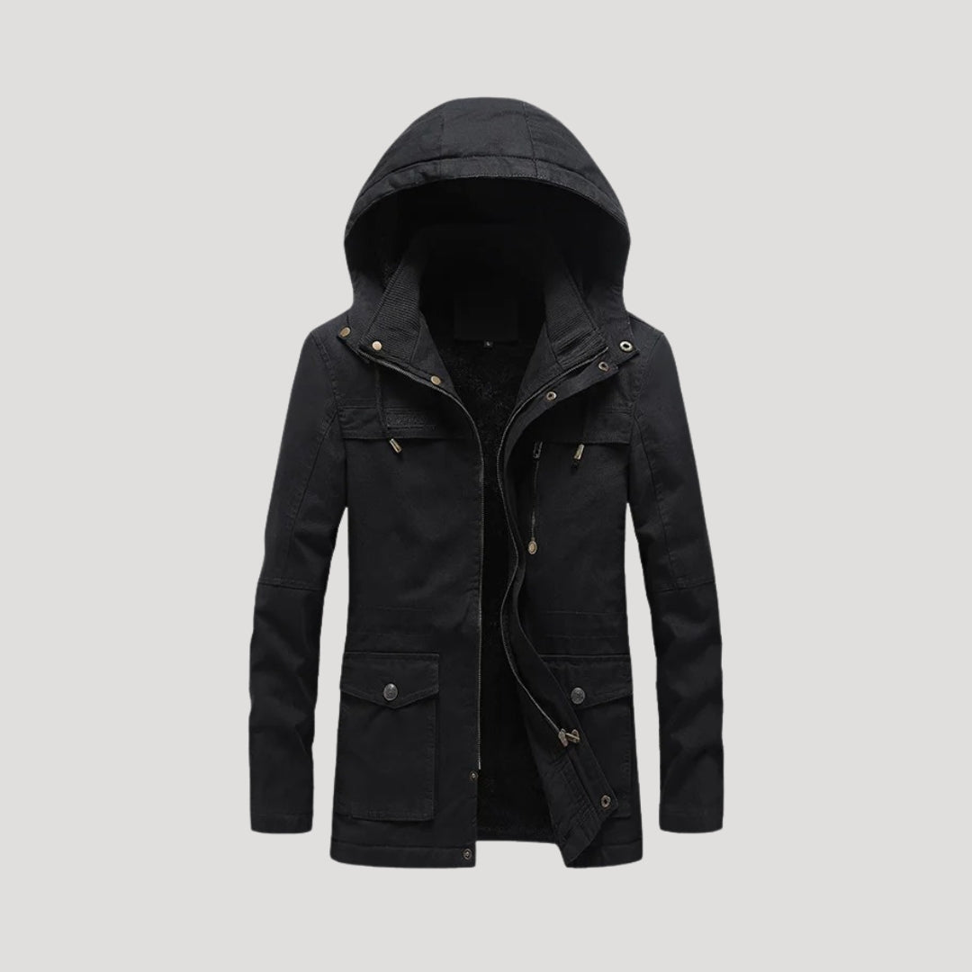 Men hooded fleece-lined jacket