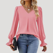 Elegant v-neck long-sleeve blouse