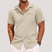 Men’s linen short sleeve button down shirt