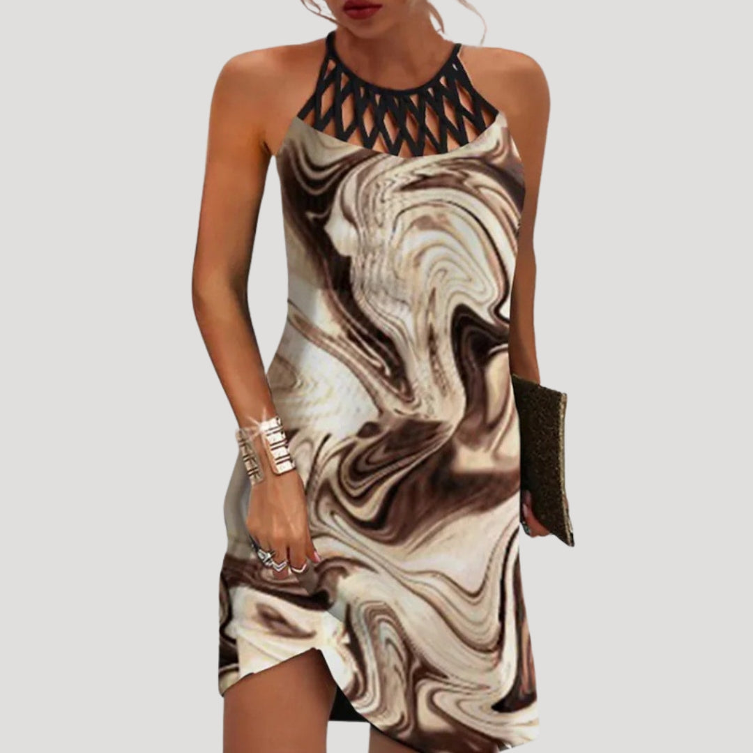 Women’s halterneck printed sleeveless midi dress