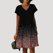 Women’s short sleeve v neck printed midi dress