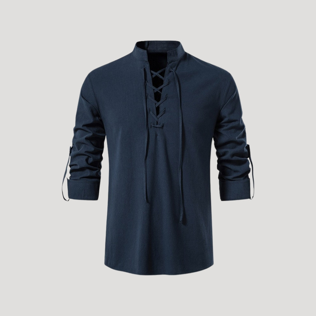 Men’s cotton lace up long sleeve shirt
