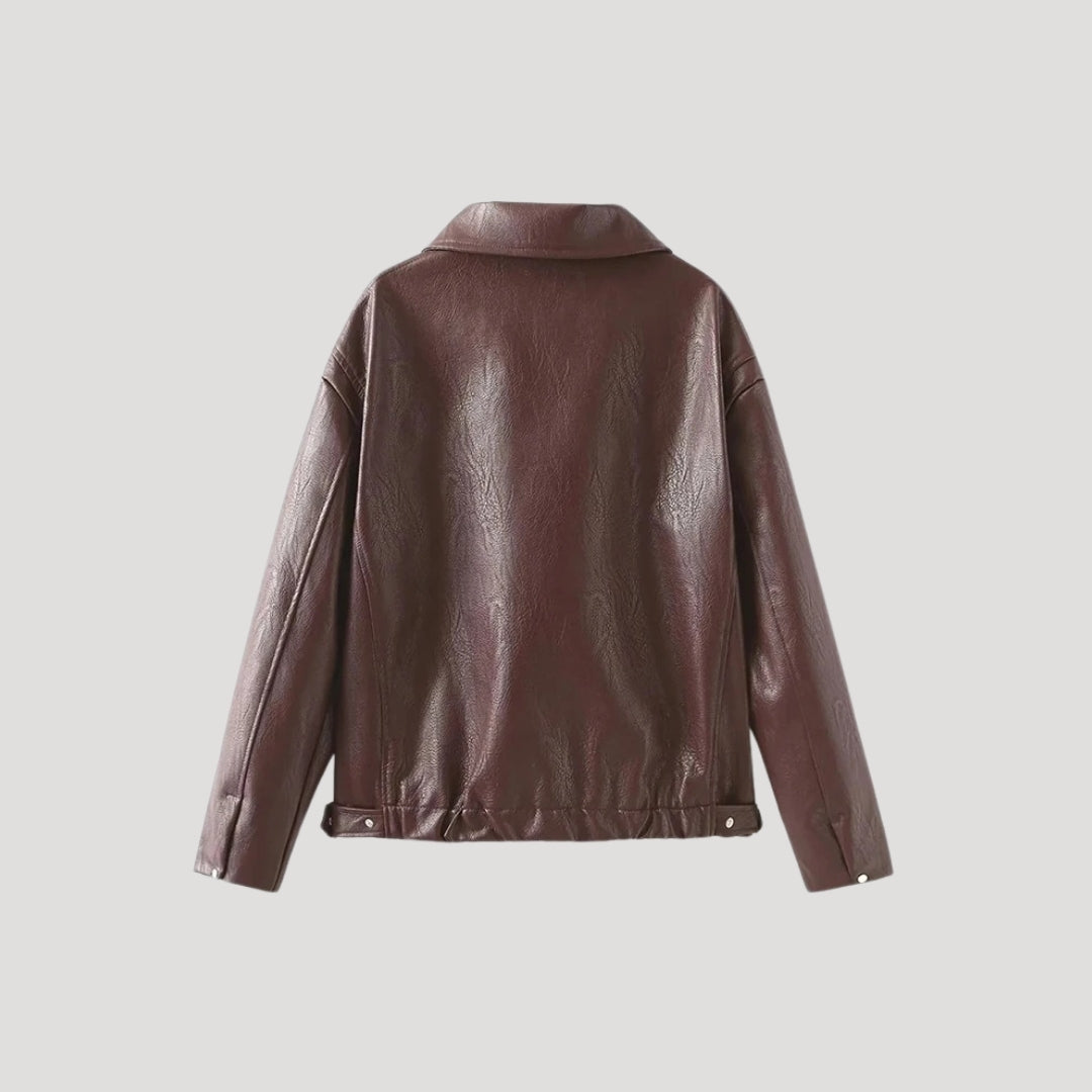 Women's faux leather zip up biker jacket