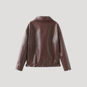 Women's faux leather zip up biker jacket
