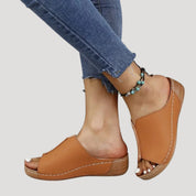Women’s slip on open toe wedge sandals