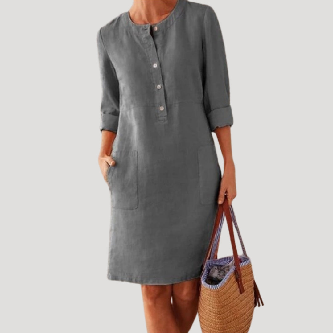 Women’s long sleeve linen midi dress
