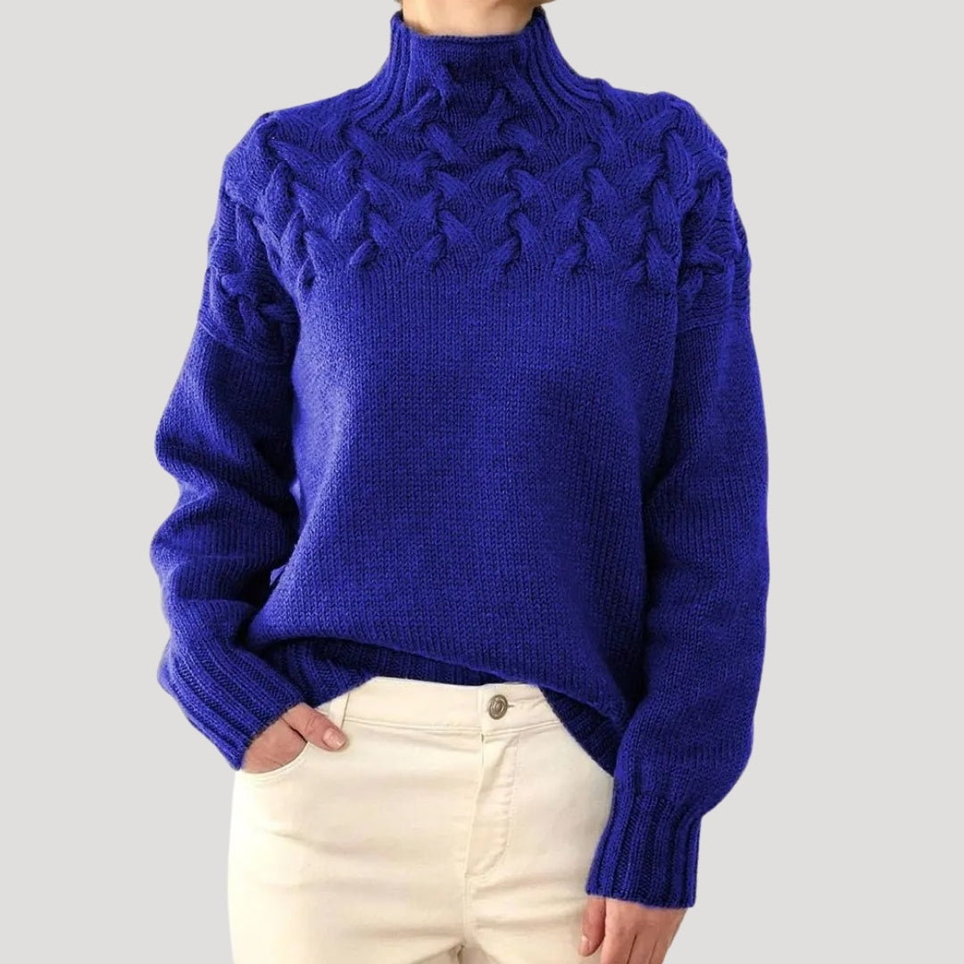 Women cable knit high-neck jumper