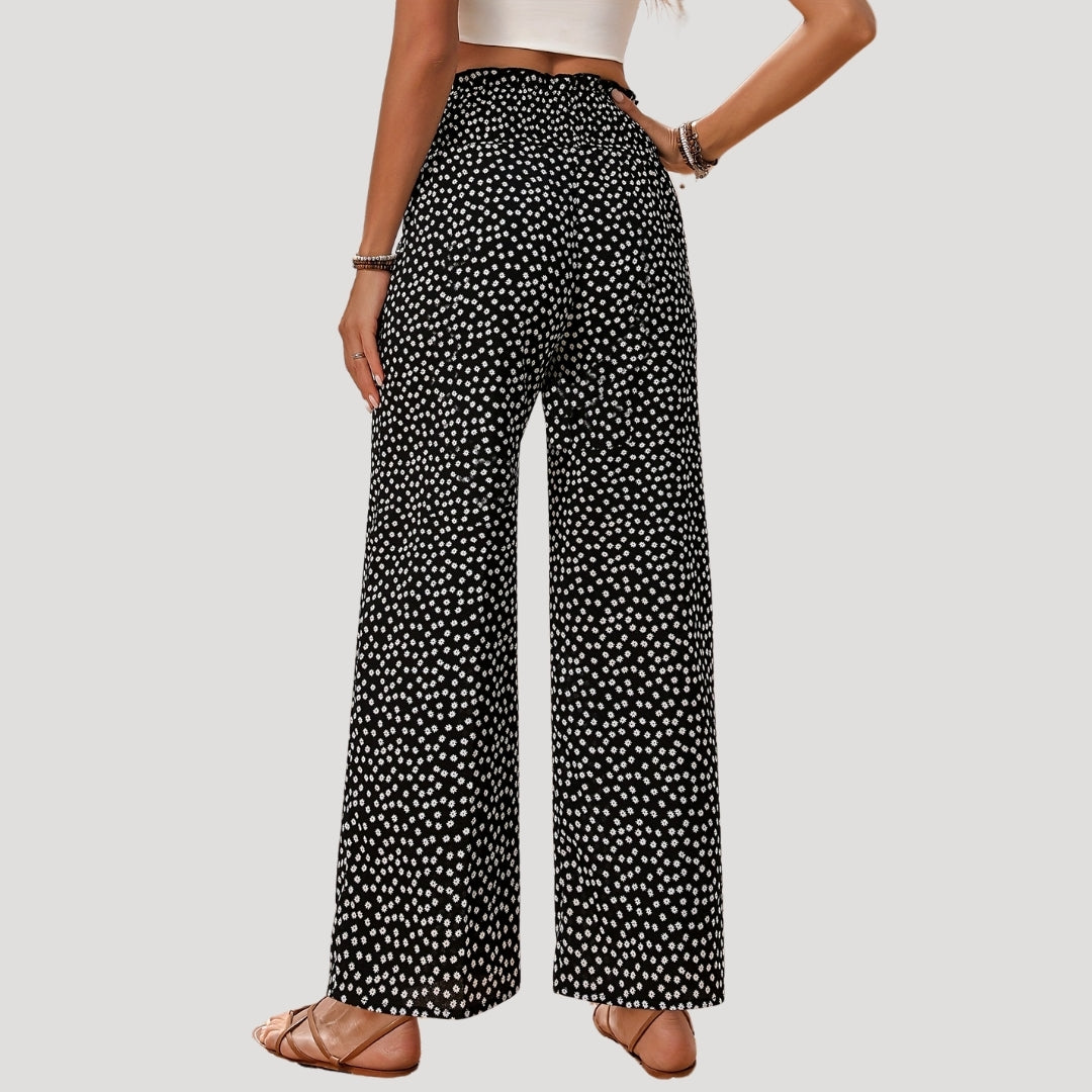 Women’s high waisted wide leg trousers – summer pants