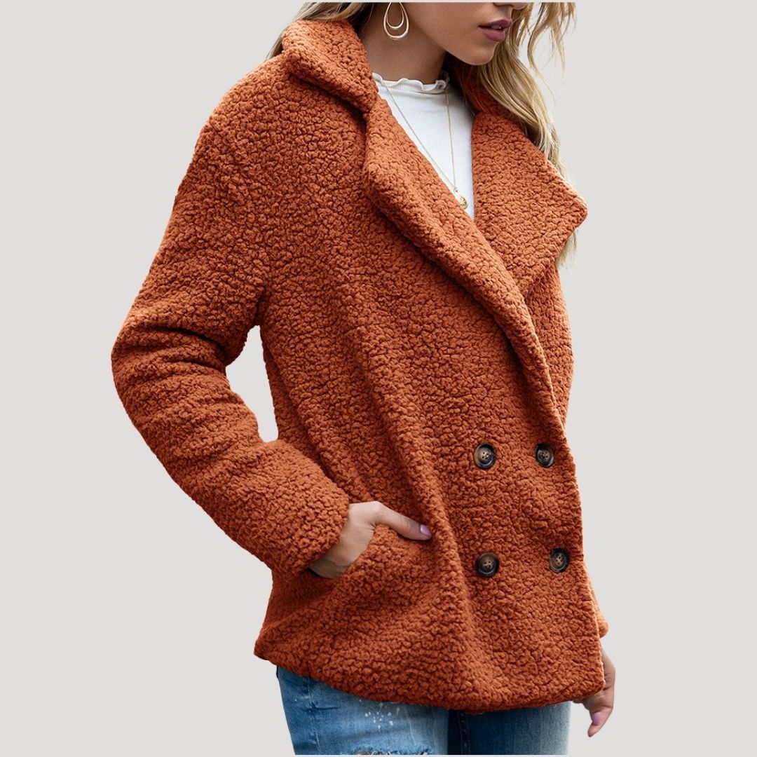 Women’s teddy fleece double breasted winter jacket
