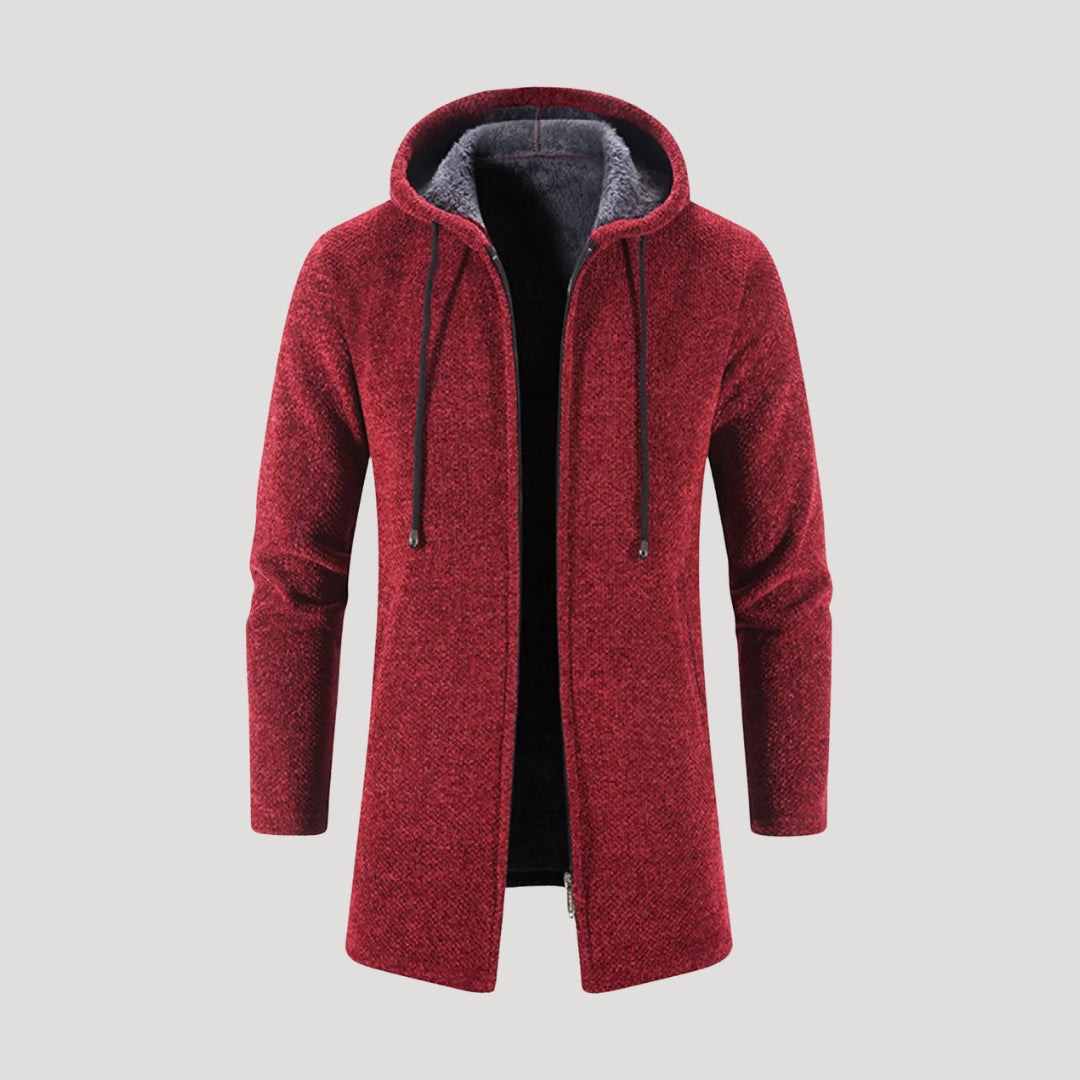 Men’s longline zip up hooded jacket coat