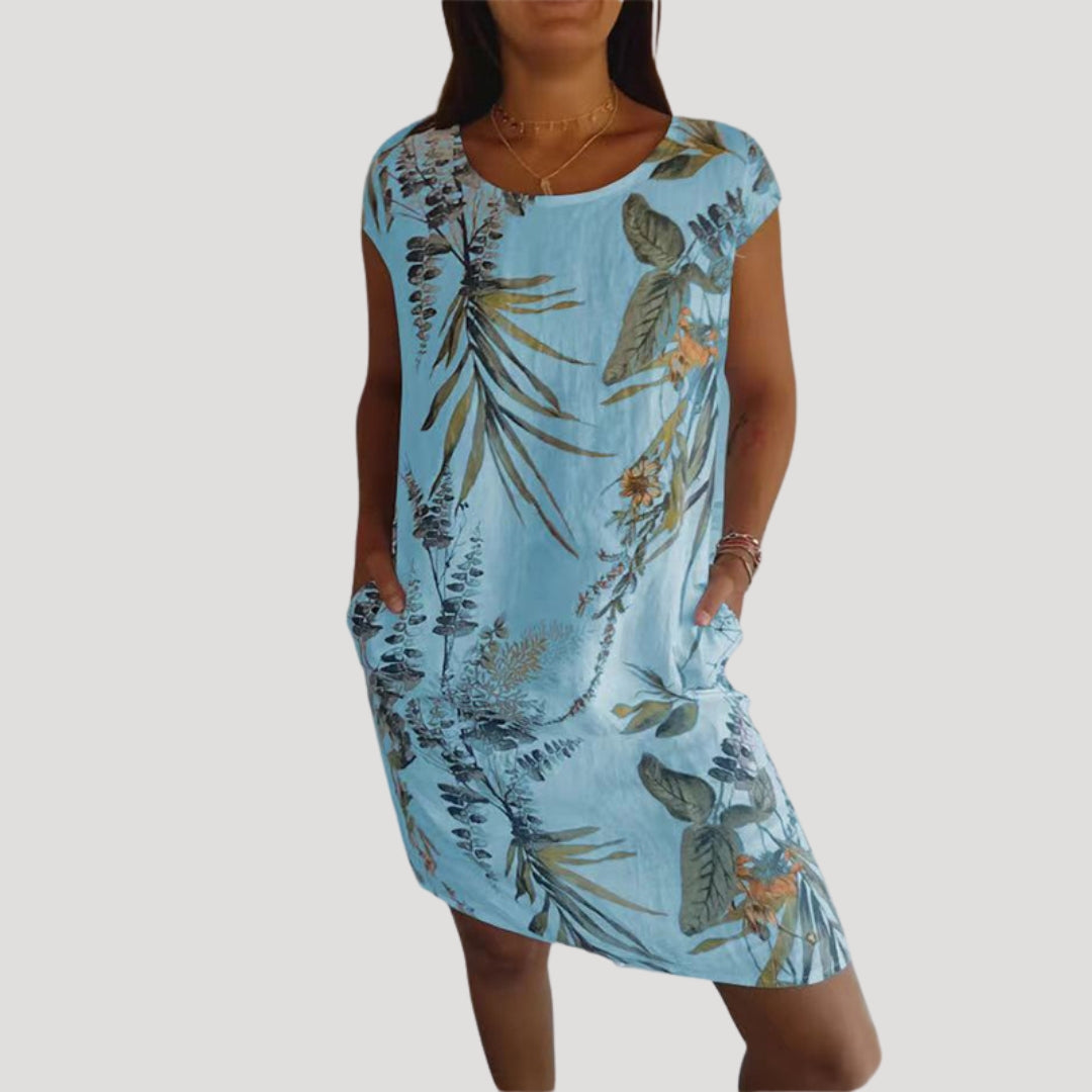 Women’s printed short sleeve knee length midi dress