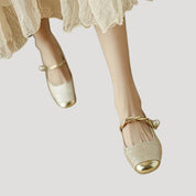 Women’s square toe ballet flats with low heel