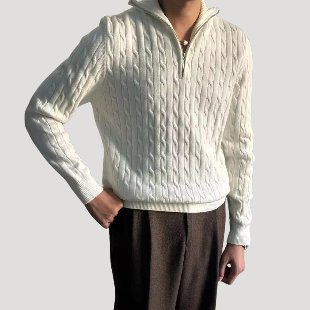 Men’s cable knit quarter-zip sweater