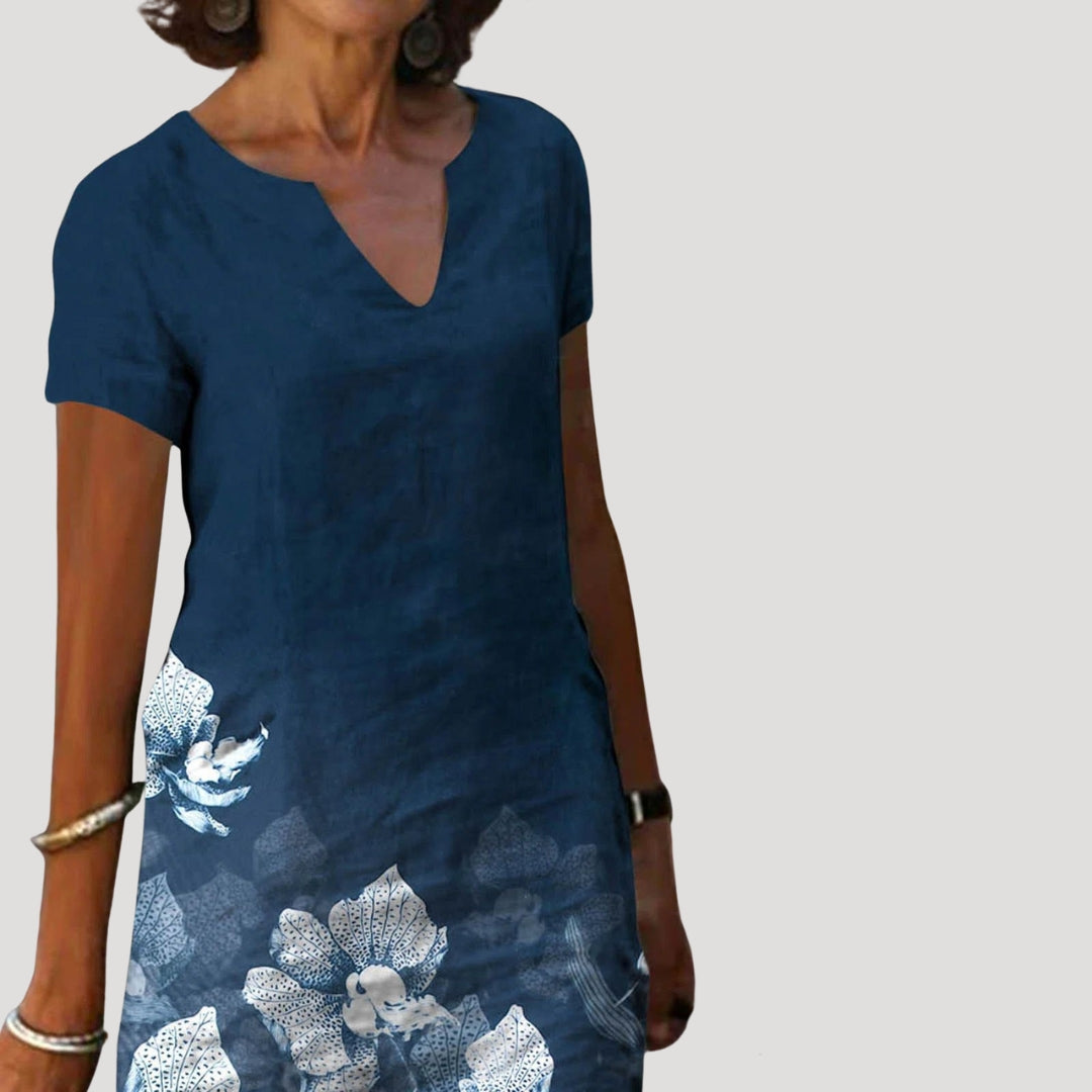 Women’s floral v neck short sleeve midi dress
