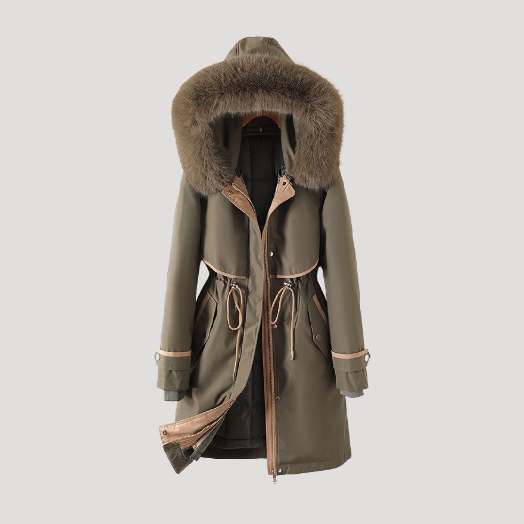 Women’s faux fur long waterproof winter parka coat