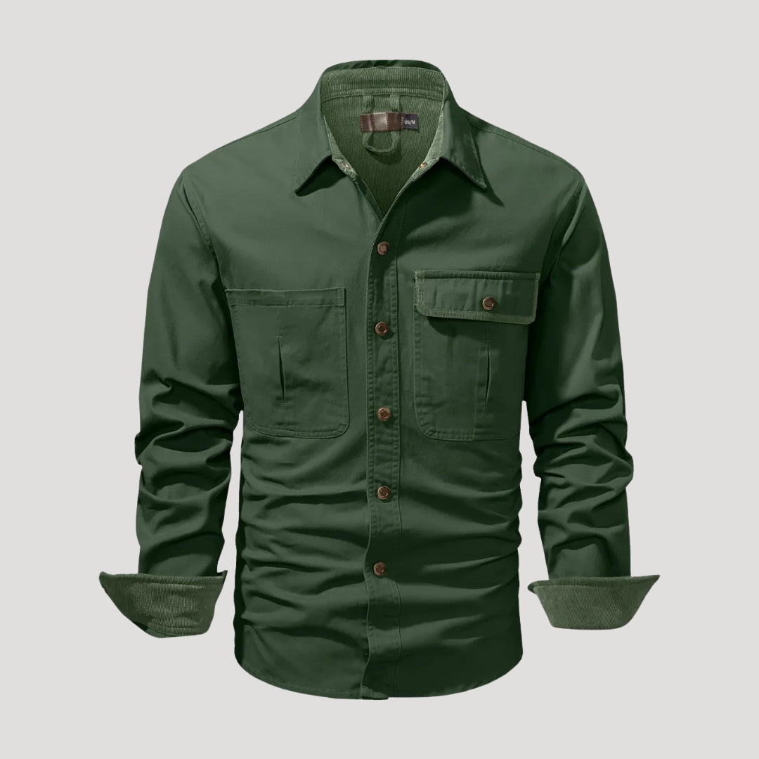 Men’s long sleeve casual pocket button overshirt
