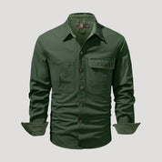Men’s long sleeve casual pocket button overshirt