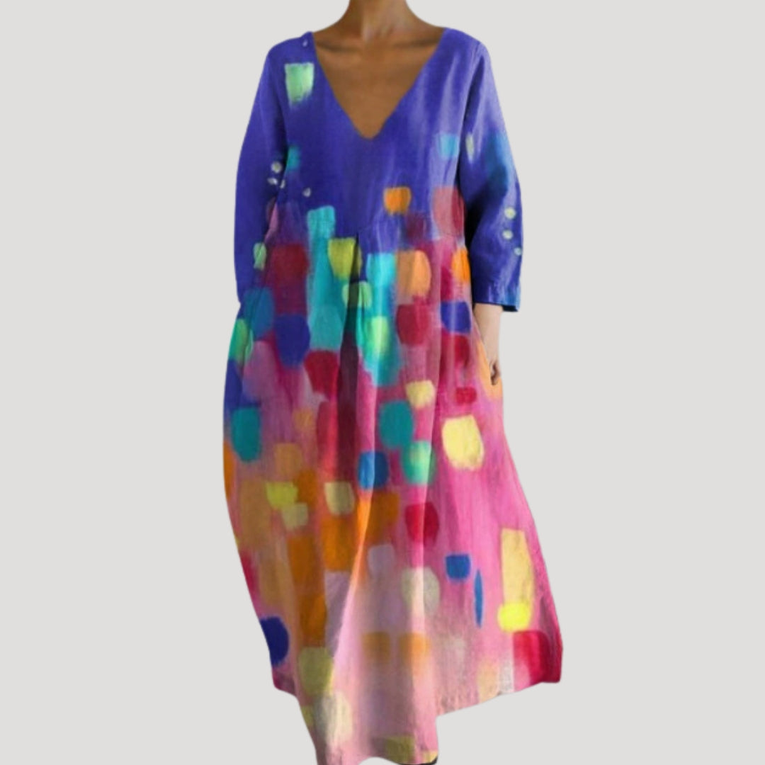 Women’s long sleeve abstract print midi maxi dress