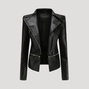 Women faux leather biker jacket