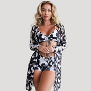 Geometric print 3-piece swimsuit set