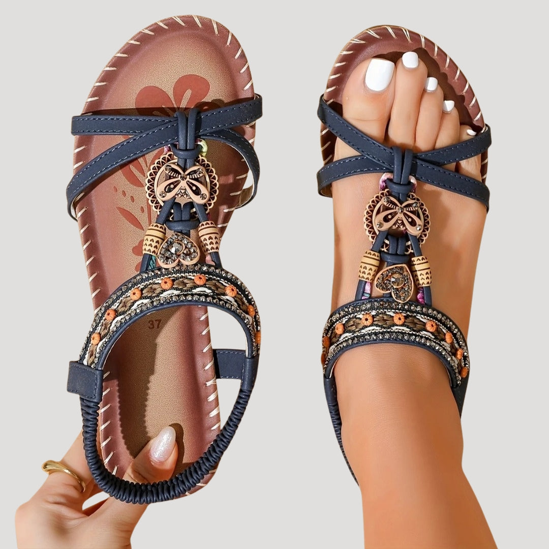 Women’s strappy embellished flat open toe sandals