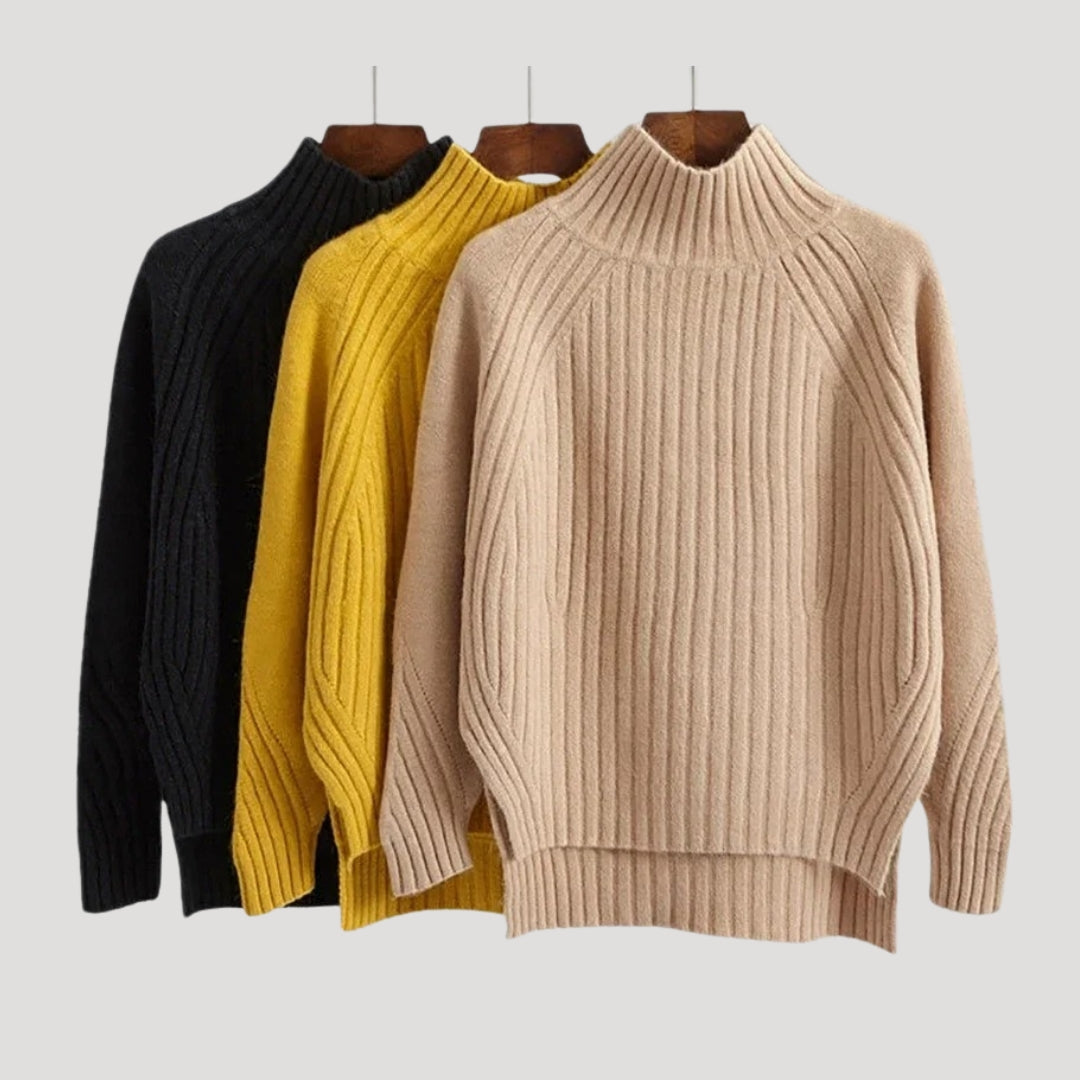 Cozy ribbed high-neck sweater