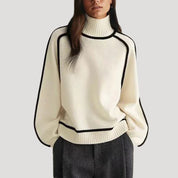 Women turtleneck sweater with trim