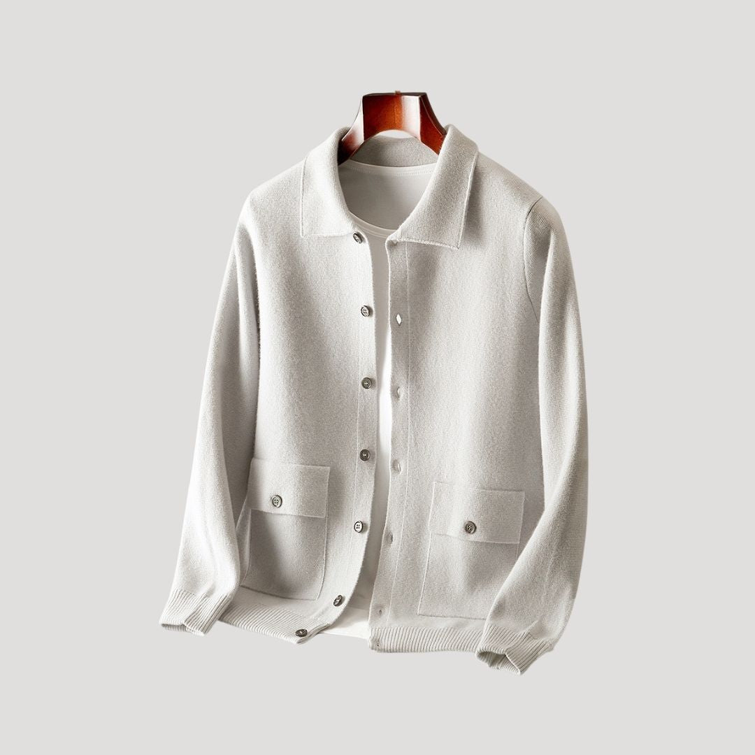 Men’s knitted wool blend button up cardigan