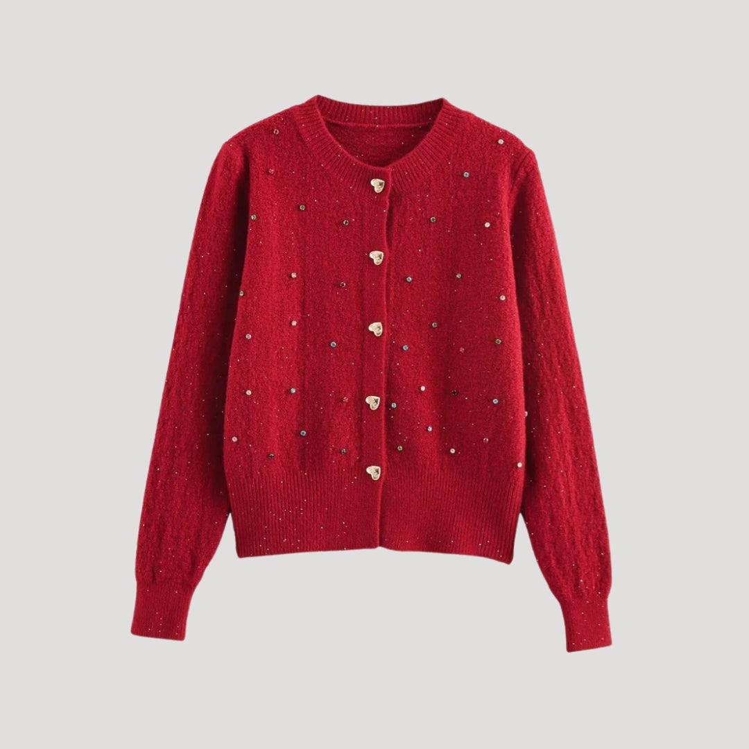 Women embellished button cardigan