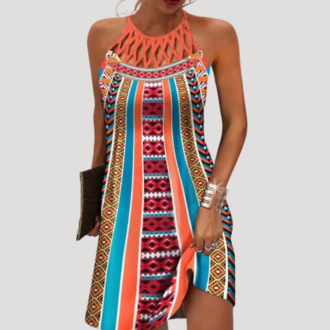 Women’s halterneck printed sleeveless midi dress