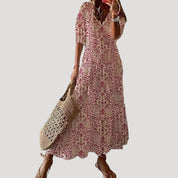 Women’s boho printed short sleeve maxi dress
