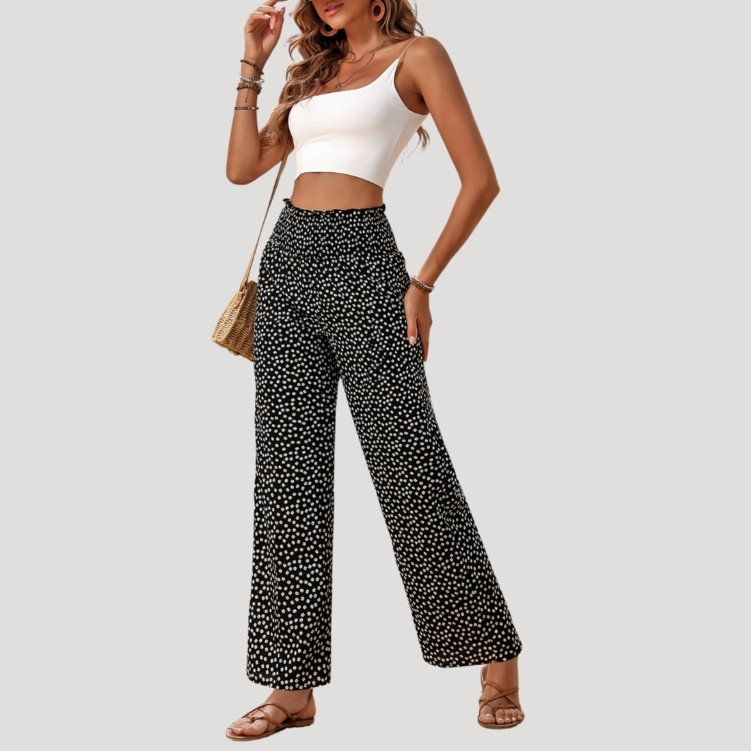 Women’s high waisted wide leg trousers – summer pants