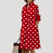 Women’s long sleeve button front midi shirt dress