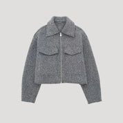 Women cropped wool blend jacket