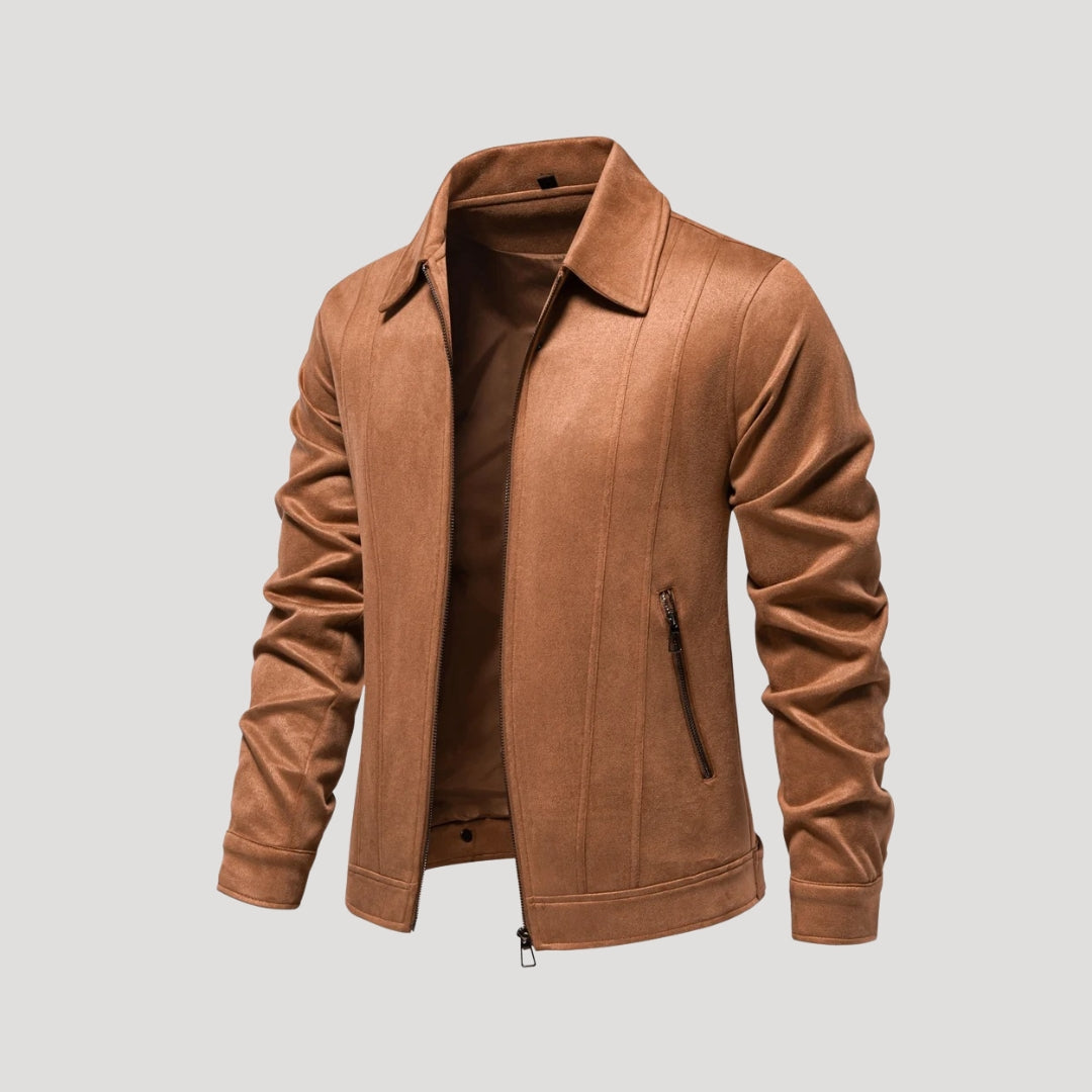 Classic suede zip-up jacket