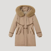 Women’s faux fur long waterproof winter parka coat