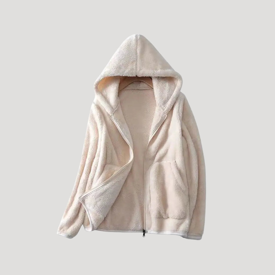 Women’s hooded fluffy zip jacket for winter