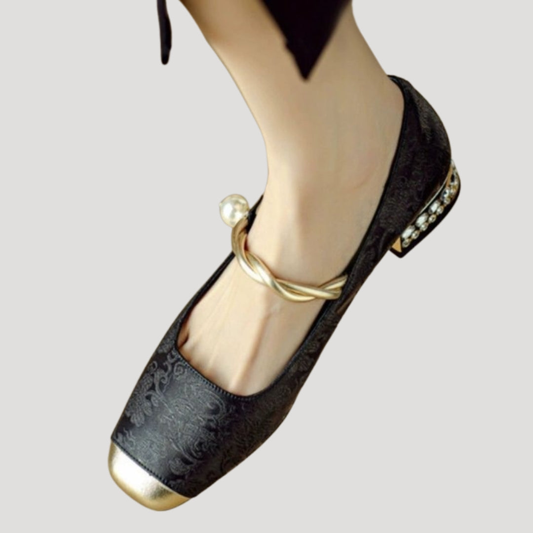 Women’s square toe ballet flats with low heel