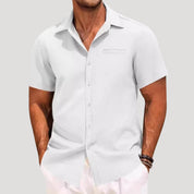 Men’s linen short sleeve button down shirt