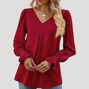 Elegant v-neck long-sleeve blouse