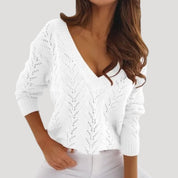 Women’s v neck knit sweater lightweight pastel style