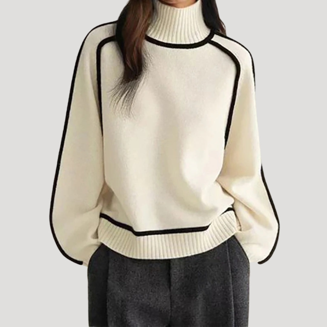 Women turtleneck sweater with trim