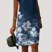 Women’s floral v neck short sleeve midi dress